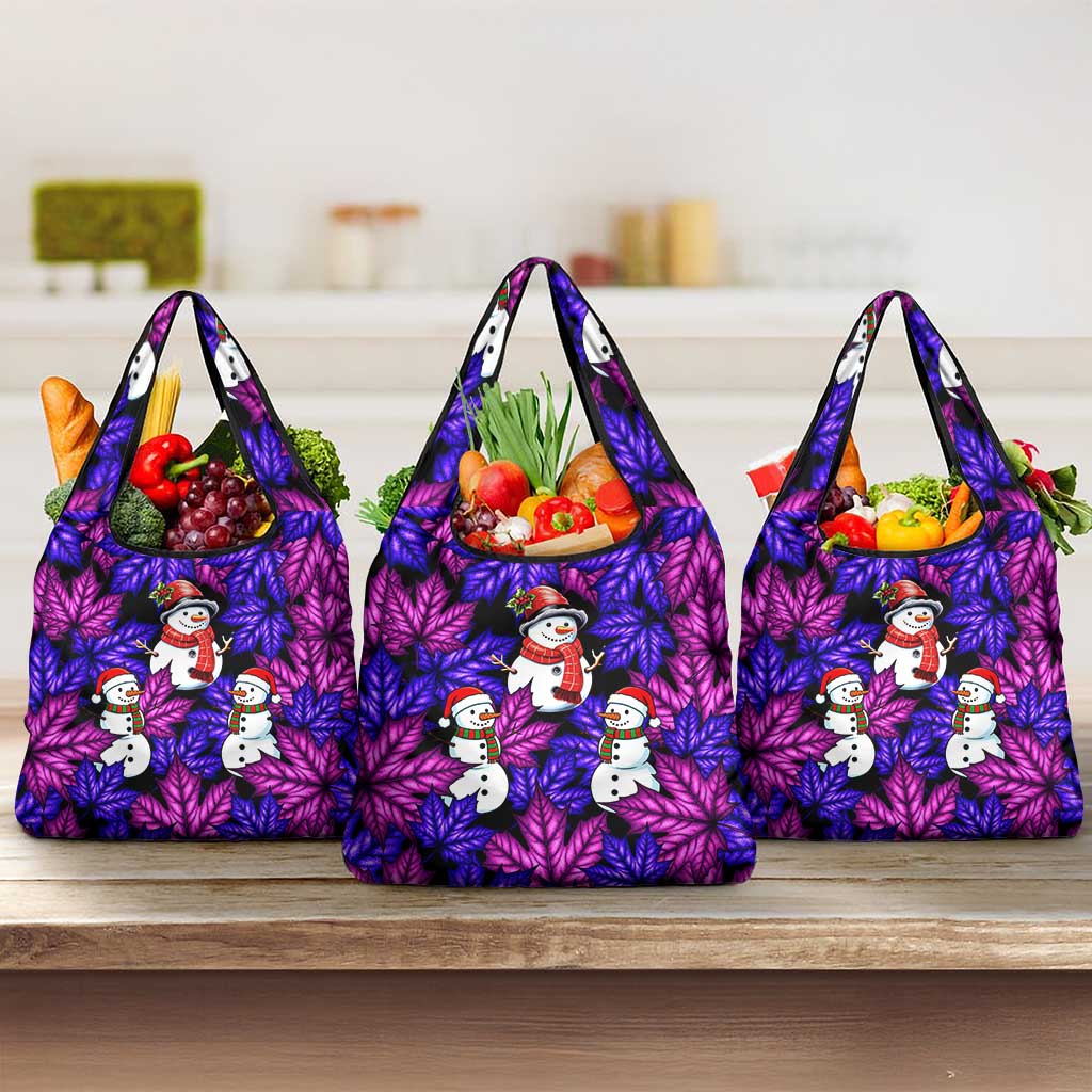 Christmas Snowman Leaves Grocery Bag Xmas Holiday Patterns - Wonder Print Shop