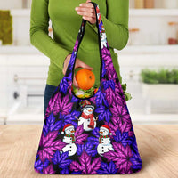 Christmas Snowman Leaves Grocery Bag Xmas Holiday Patterns - Wonder Print Shop