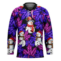 Christmas Snowman Leaves Hockey Jersey Xmas Holiday Patterns - Wonder Print Shop