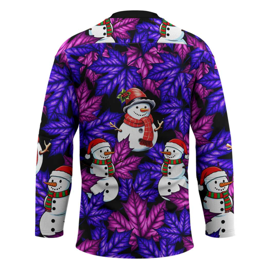 Christmas Snowman Leaves Hockey Jersey Xmas Holiday Patterns - Wonder Print Shop