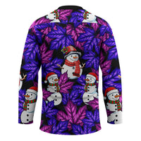 Christmas Snowman Leaves Hockey Jersey Xmas Holiday Patterns - Wonder Print Shop