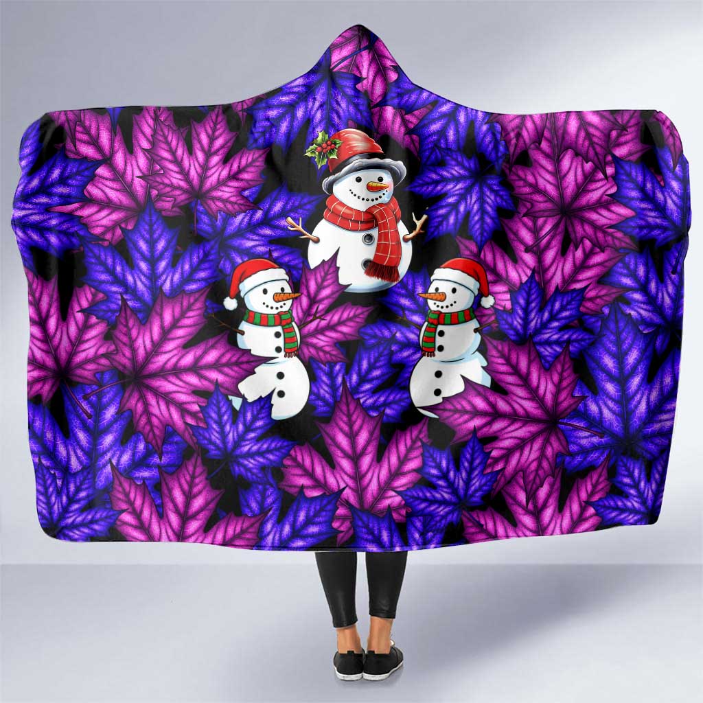 Christmas Snowman Leaves Hooded Blanket Xmas Holiday Patterns - Wonder Print Shop