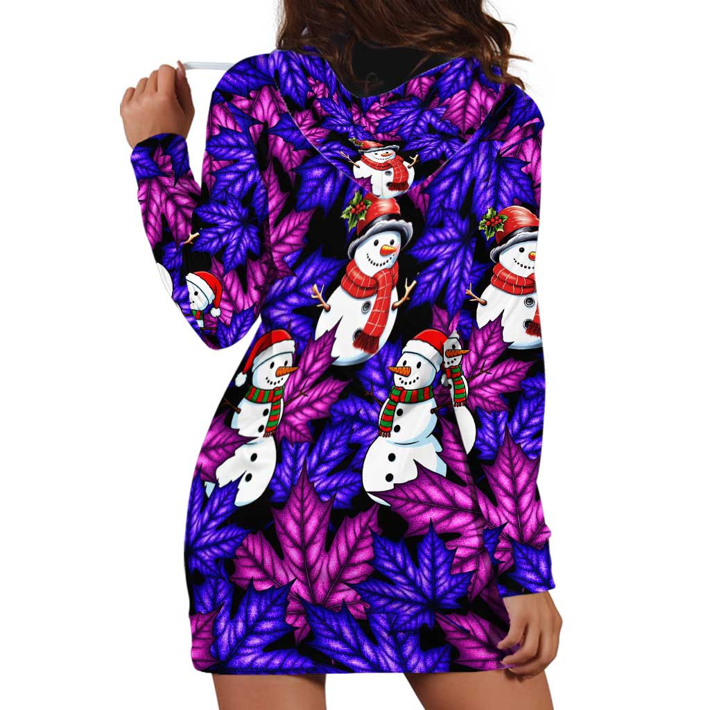 Christmas Snowman Leaves Hoodie Dress Xmas Holiday Patterns - Wonder Print Shop