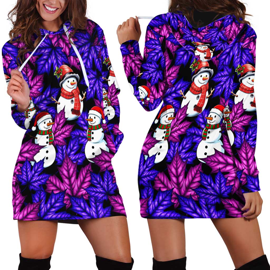 Christmas Snowman Leaves Hoodie Dress Xmas Holiday Patterns - Wonder Print Shop