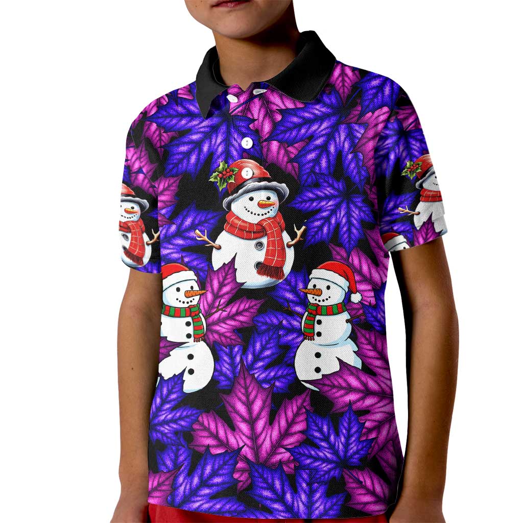 Christmas Snowman Leaves Kid Polo Shirt Xmas Holiday Patterns - undefined