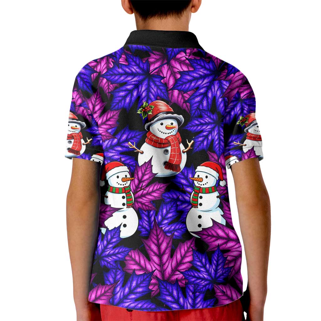 Christmas Snowman Leaves Kid Polo Shirt Xmas Holiday Patterns - undefined