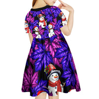 Christmas Snowman Leaves Kid Short Sleeve Dress Xmas Holiday Patterns - Wonder Print Shop