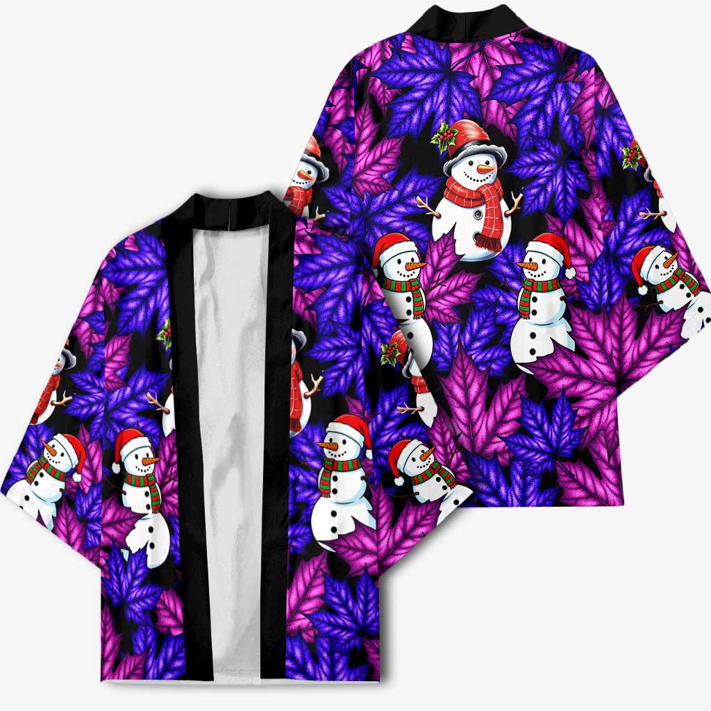 Christmas Snowman Leaves Kimono Xmas Holiday Patterns - Wonder Print Shop