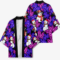 Christmas Snowman Leaves Kimono Xmas Holiday Patterns - Wonder Print Shop