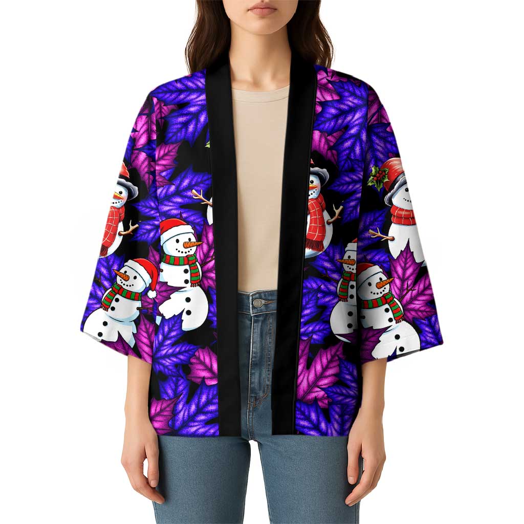 Christmas Snowman Leaves Kimono Xmas Holiday Patterns - Wonder Print Shop
