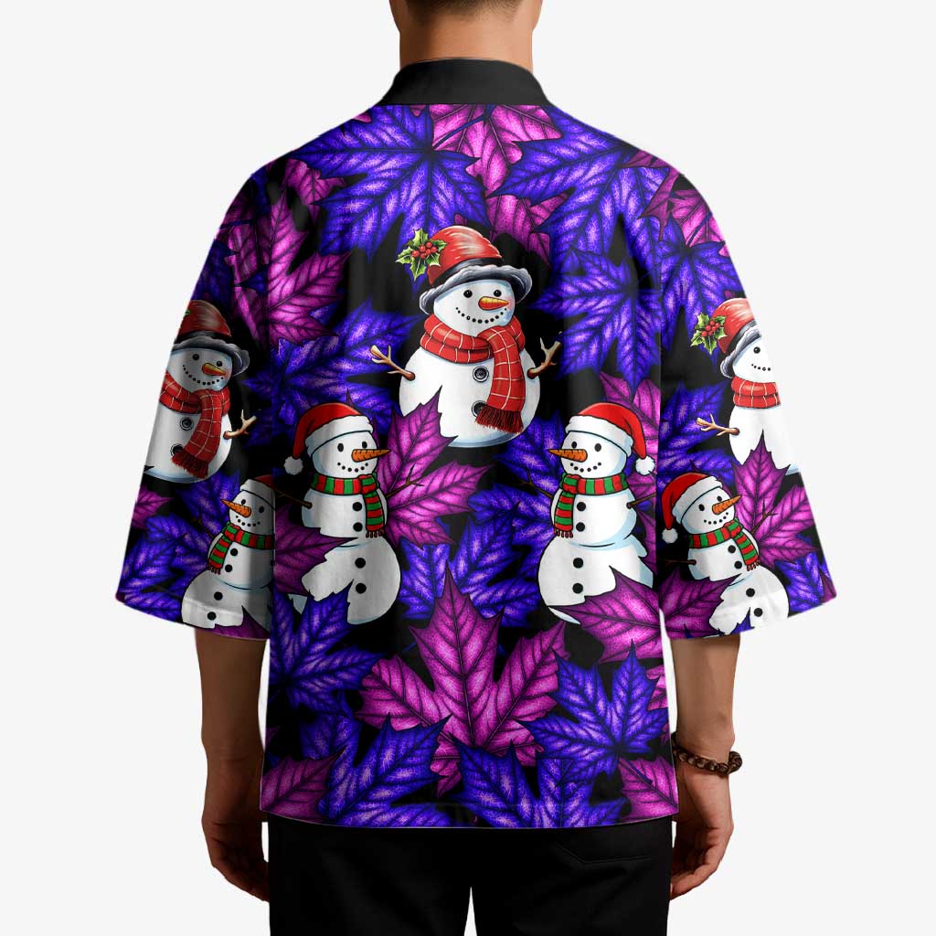 Christmas Snowman Leaves Kimono Xmas Holiday Patterns - Wonder Print Shop