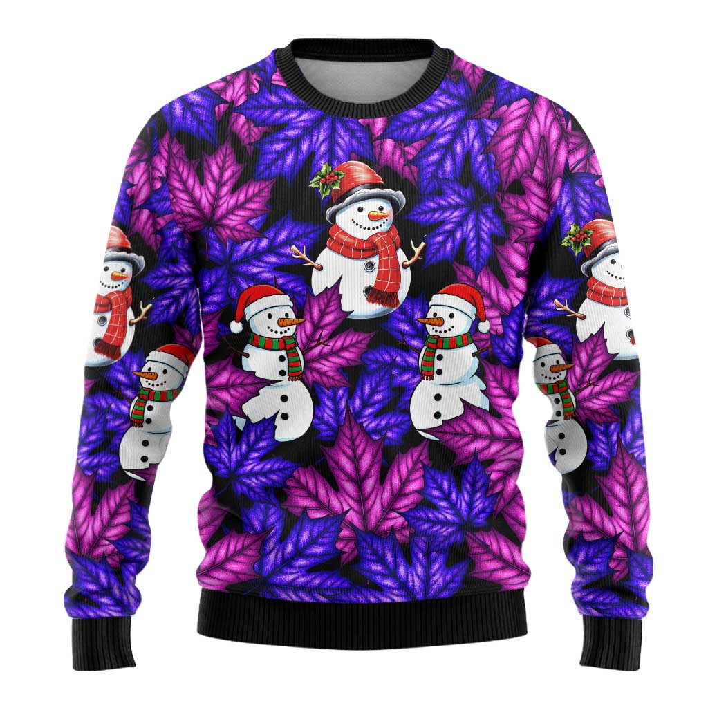 Christmas Snowman Leaves Ugly Christmas Sweater Xmas Holiday Patterns - Wonder Print Shop