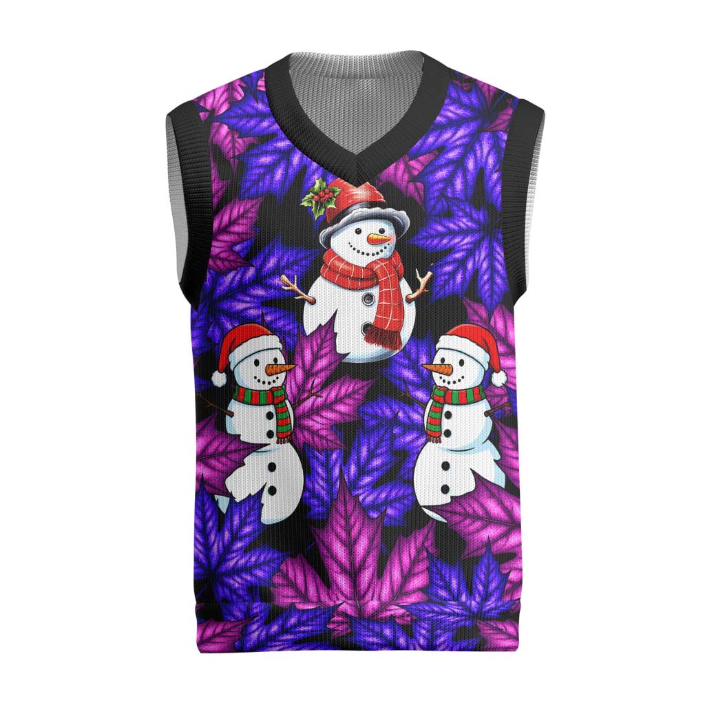 Christmas Snowman Leaves Christmas Knitted V-Neck Vest Xmas Holiday Patterns - Wonder Print Shop