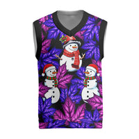 Christmas Snowman Leaves Christmas Knitted V-Neck Vest Xmas Holiday Patterns - Wonder Print Shop