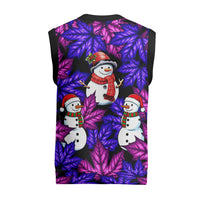 Christmas Snowman Leaves Christmas Knitted V-Neck Vest Xmas Holiday Patterns - Wonder Print Shop