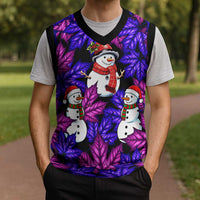 Christmas Snowman Leaves Christmas Knitted V-Neck Vest Xmas Holiday Patterns - Wonder Print Shop
