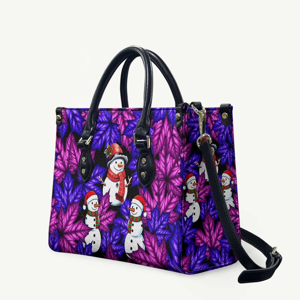 Christmas Snowman Leaves Leather Bag Xmas Holiday Patterns - Wonder Print Shop