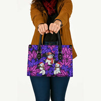 Christmas Snowman Leaves Leather Bag Xmas Holiday Patterns - Wonder Print Shop