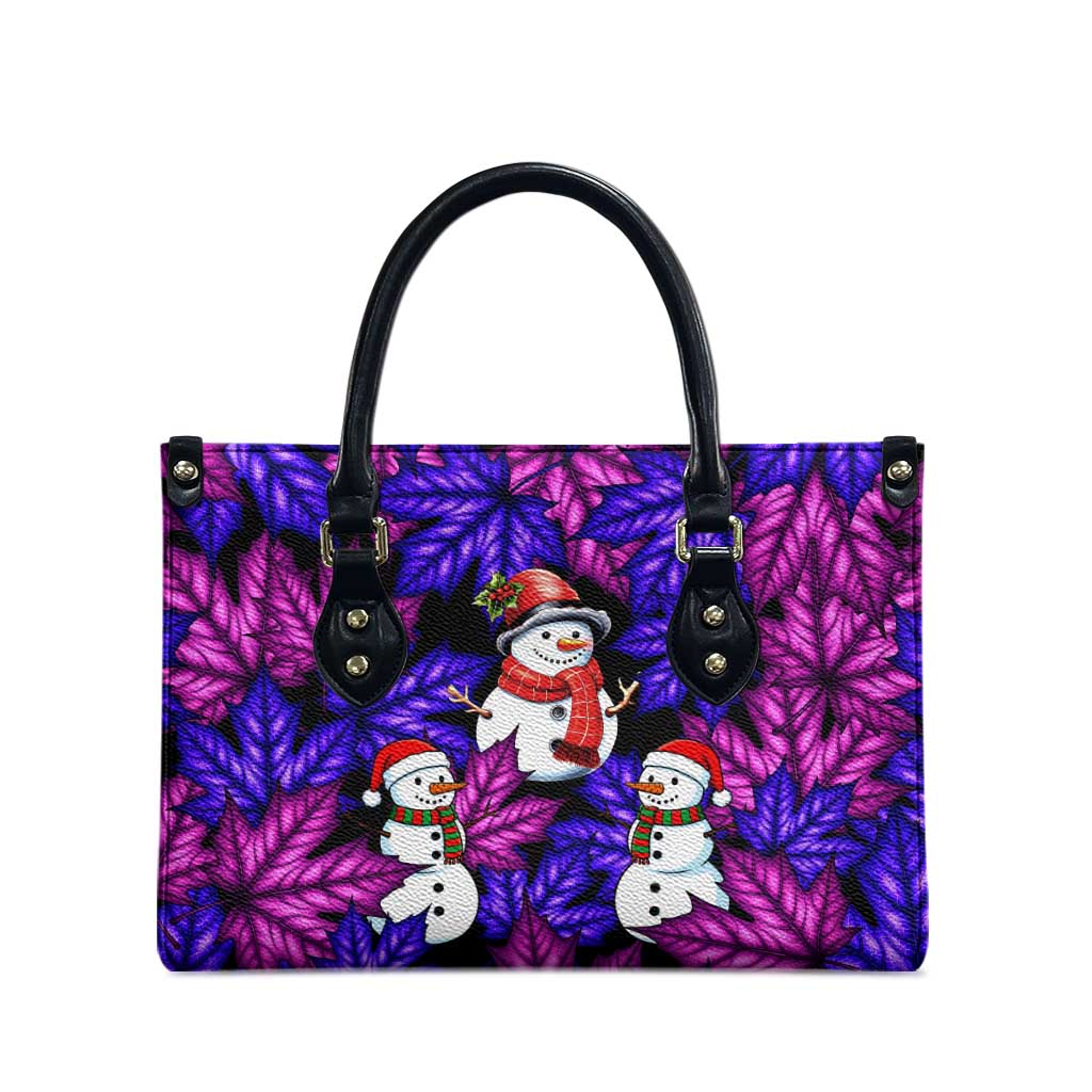 Christmas Snowman Leaves Leather Bag Xmas Holiday Patterns - Wonder Print Shop