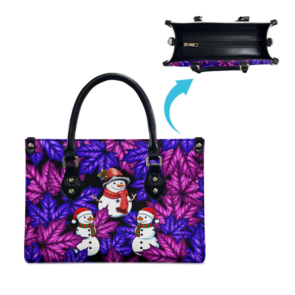 Christmas Snowman Leaves Leather Bag Xmas Holiday Patterns - Wonder Print Shop