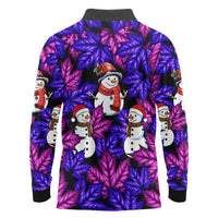 Christmas Snowman Leaves Long Sleeve Polo Shirt Xmas Holiday Patterns - Wonder Print Shop