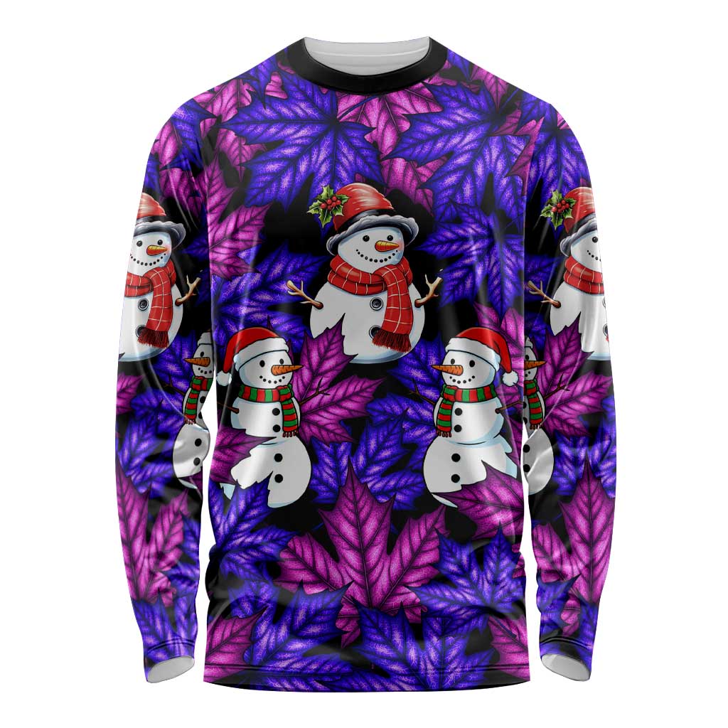 Christmas Snowman Leaves Long Sleeve Shirt Xmas Holiday Patterns - Wonder Print Shop