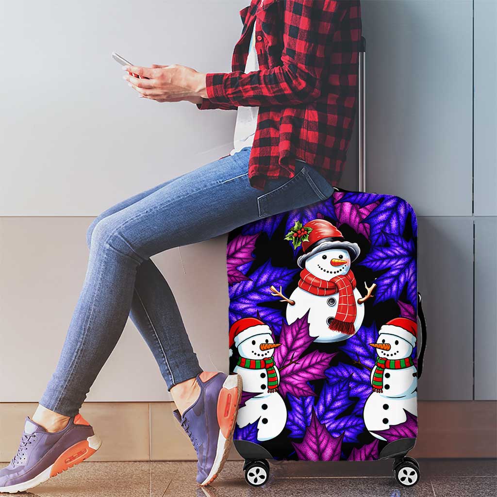 Christmas Snowman Leaves Luggage Cover Xmas Holiday Patterns - Wonder Print Shop