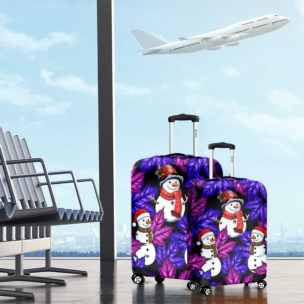 Christmas Snowman Leaves Luggage Cover Xmas Holiday Patterns - Wonder Print Shop