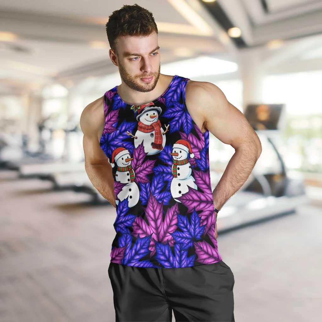 Christmas Snowman Leaves Men Tank Top Xmas Holiday Patterns - Wonder Print Shop