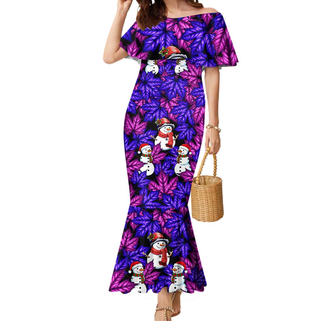 Christmas Snowman Leaves Mermaid Dress Xmas Holiday Patterns - Wonder Print Shop