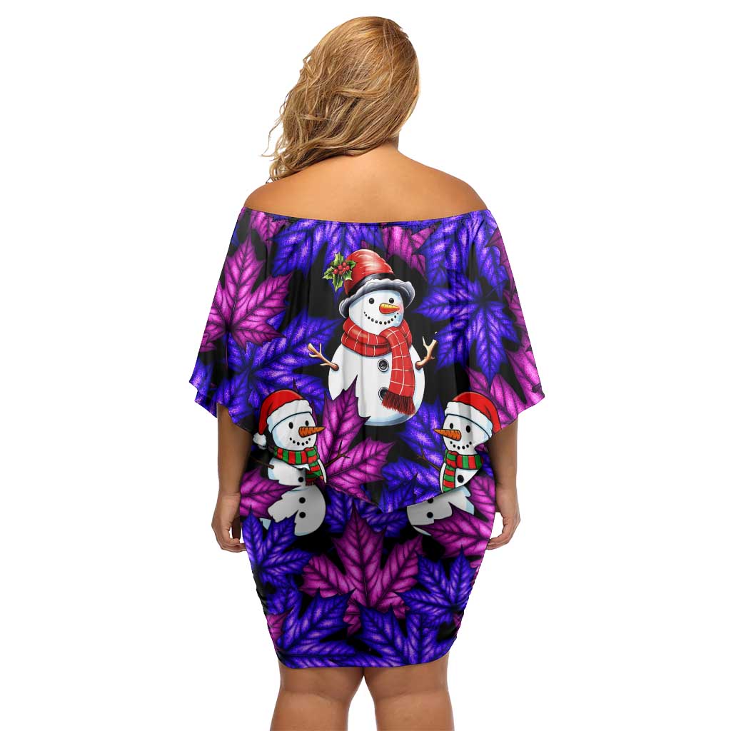 Christmas Snowman Leaves Off Shoulder Short Dress Xmas Holiday Patterns - Wonder Print Shop