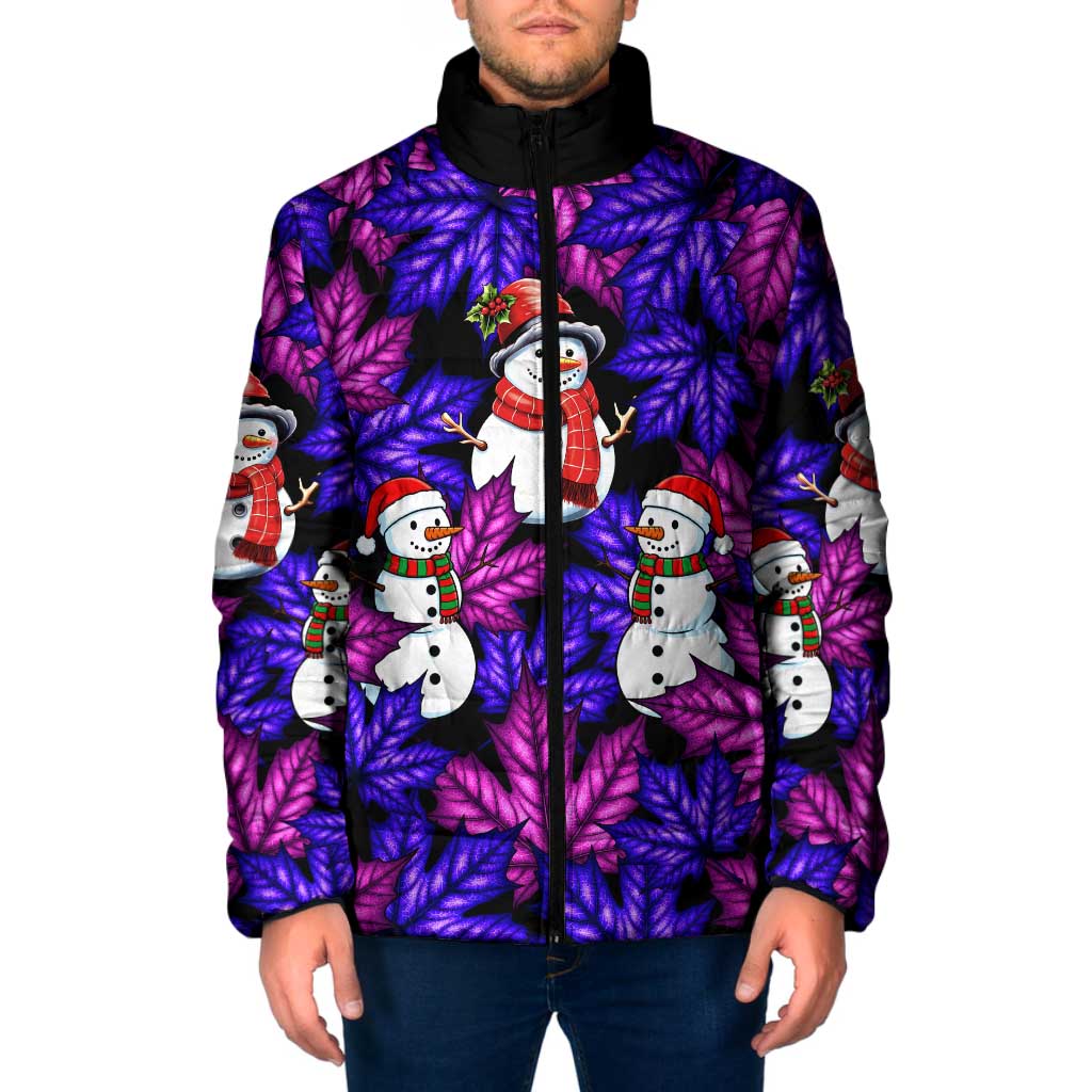 Christmas Snowman Leaves Padded Jacket Xmas Holiday Patterns - Wonder Print Shop