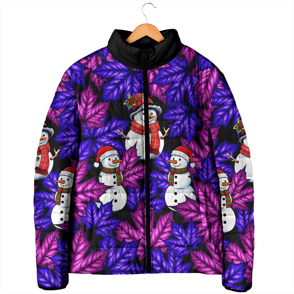 Christmas Snowman Leaves Padded Jacket Xmas Holiday Patterns - Wonder Print Shop