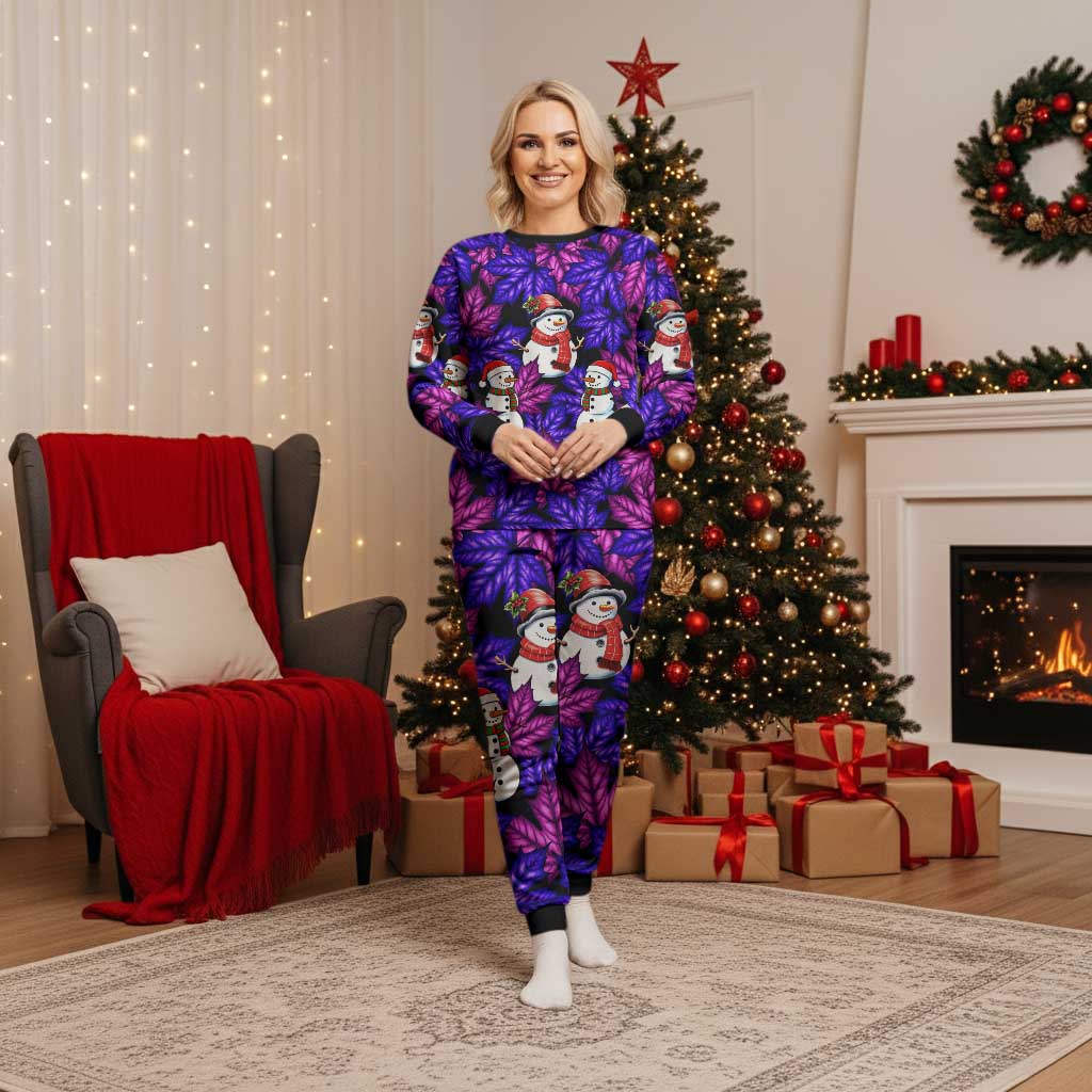 Christmas Snowman Leaves Christmas Pajama Set Xmas Holiday Patterns - Wonder Print Shop
