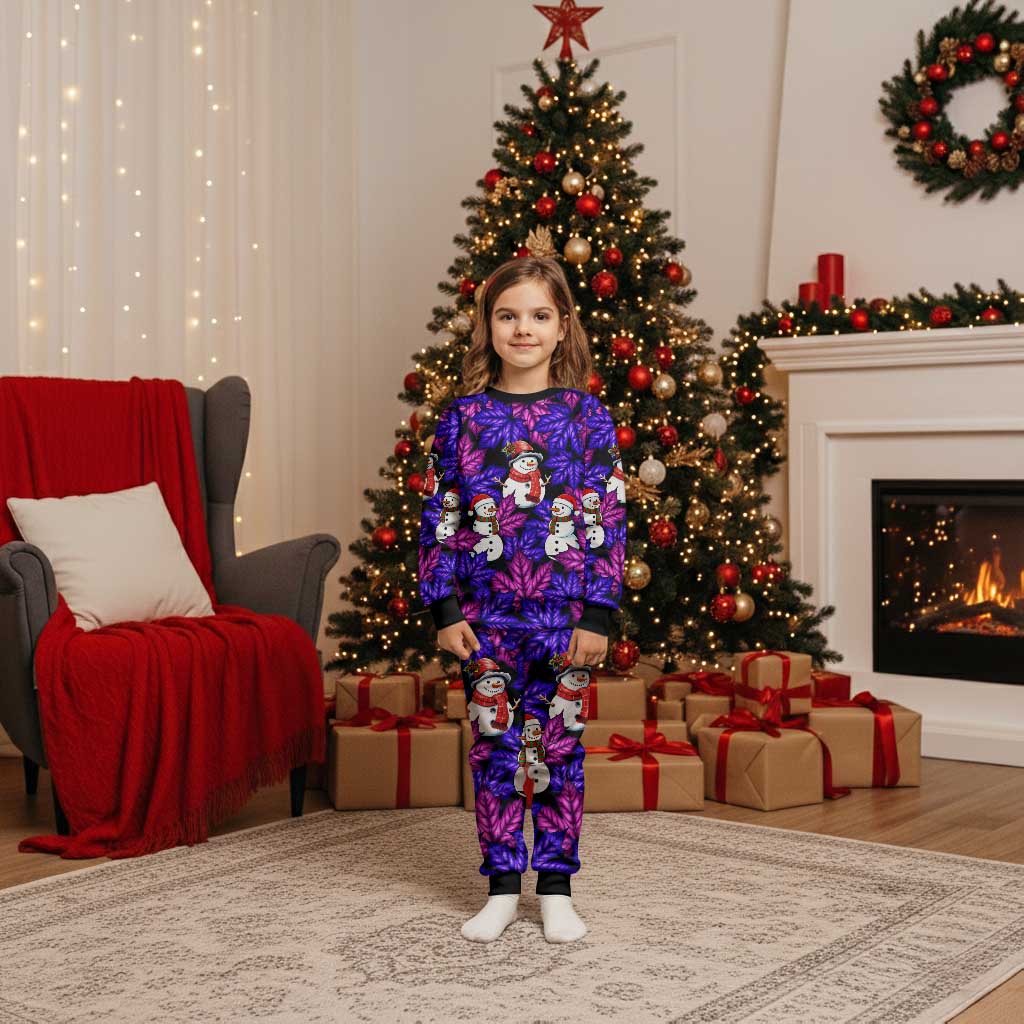 Christmas Snowman Leaves Christmas Pajama Set Xmas Holiday Patterns - Wonder Print Shop