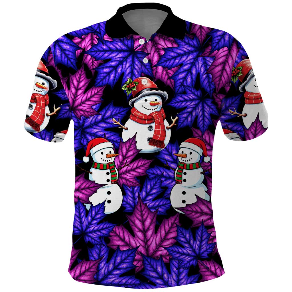 Christmas Snowman Leaves Polo Shirt Xmas Holiday Patterns - Wonder Print Shop