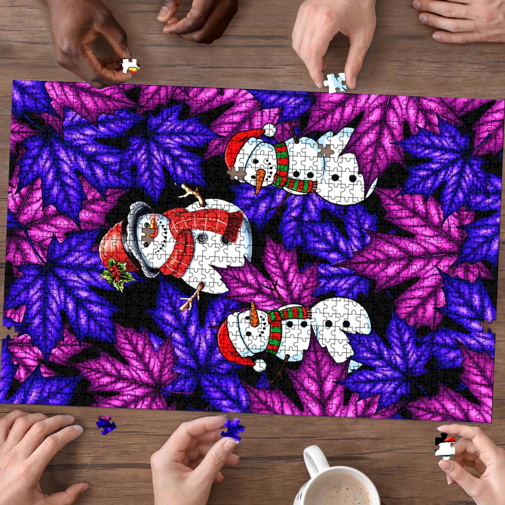 Christmas Snowman Leaves Puzzle Xmas Holiday Patterns - Wonder Print Shop