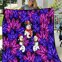 Christmas Snowman Leaves Quilt Xmas Holiday Patterns - Wonder Print Shop