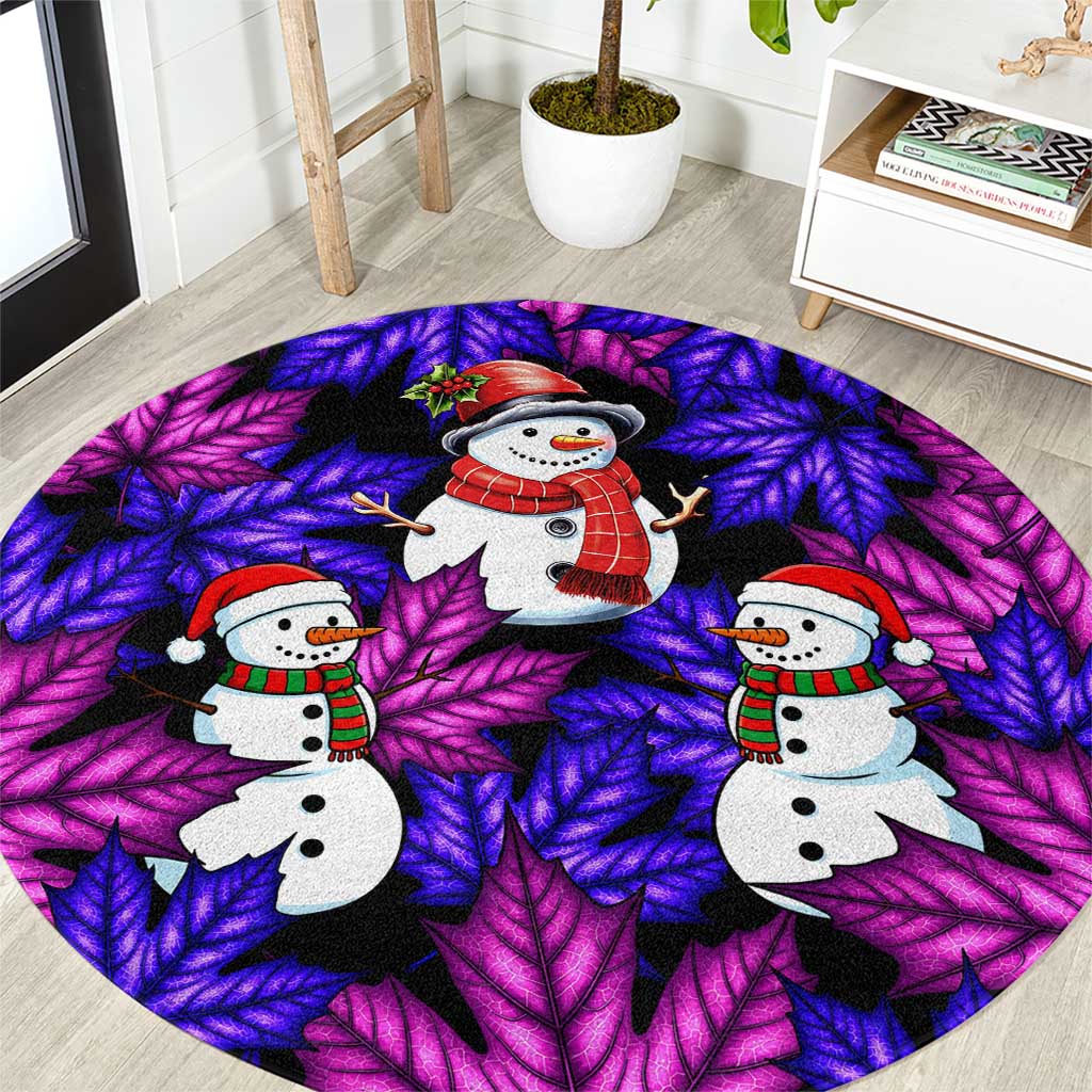 Christmas Snowman Leaves Round Carpet Xmas Holiday Patterns - Wonder Print Shop
