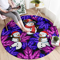 Christmas Snowman Leaves Round Carpet Xmas Holiday Patterns - Wonder Print Shop