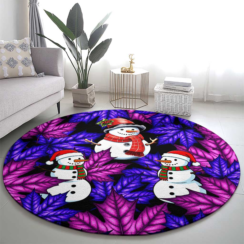 Christmas Snowman Leaves Round Carpet Xmas Holiday Patterns - Wonder Print Shop