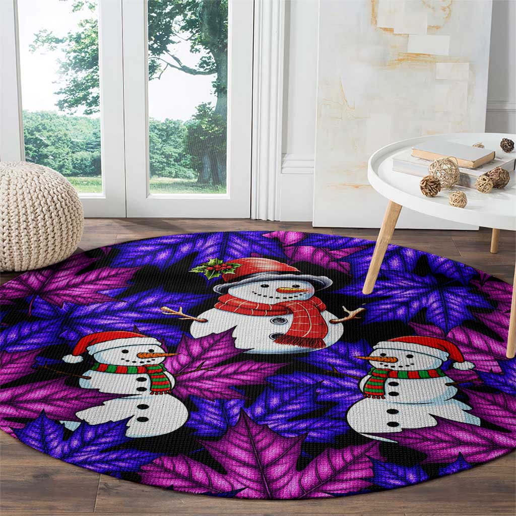 Christmas Snowman Leaves Round Carpet Xmas Holiday Patterns - Wonder Print Shop
