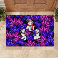 Christmas Snowman Leaves Rubber Doormat Xmas Holiday Patterns - Wonder Print Shop