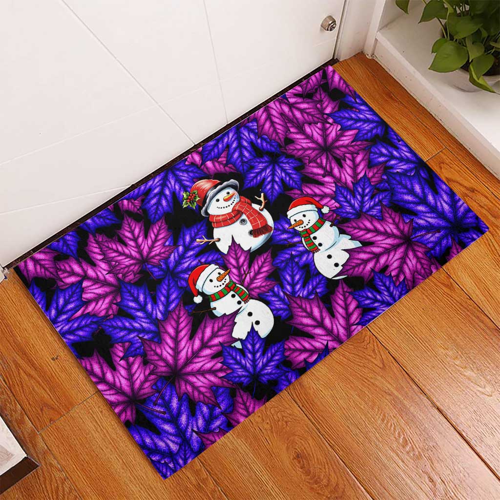 Christmas Snowman Leaves Rubber Doormat Xmas Holiday Patterns - Wonder Print Shop