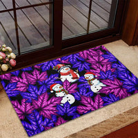 Christmas Snowman Leaves Rubber Doormat Xmas Holiday Patterns - Wonder Print Shop