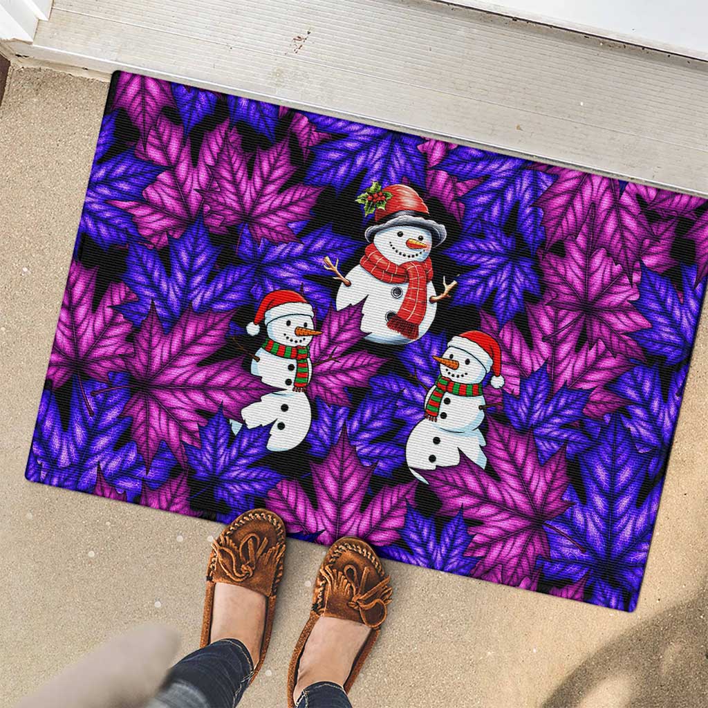 Christmas Snowman Leaves Rubber Doormat Xmas Holiday Patterns - Wonder Print Shop