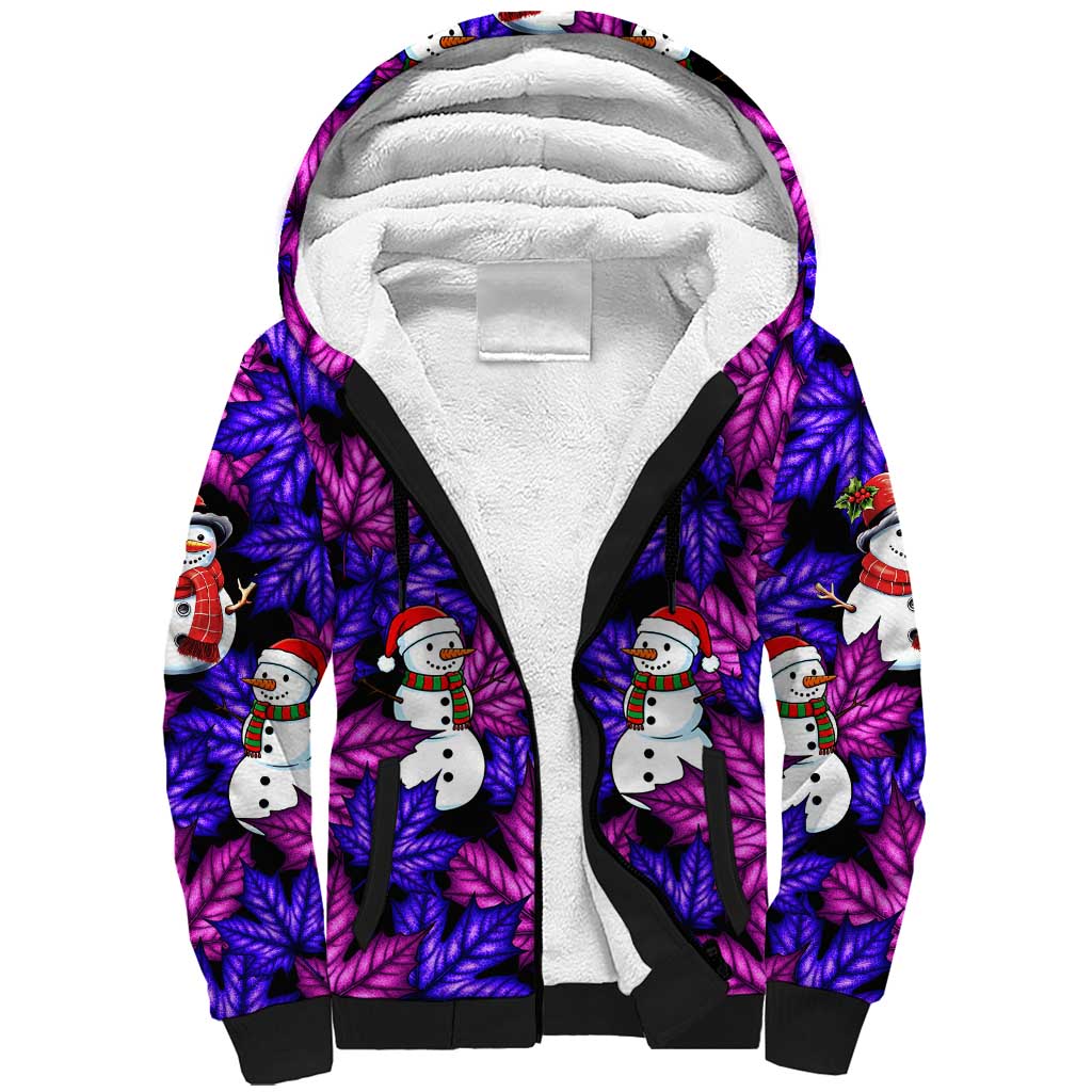 Christmas Snowman Leaves Sherpa Hoodie Xmas Holiday Patterns - Wonder Print Shop