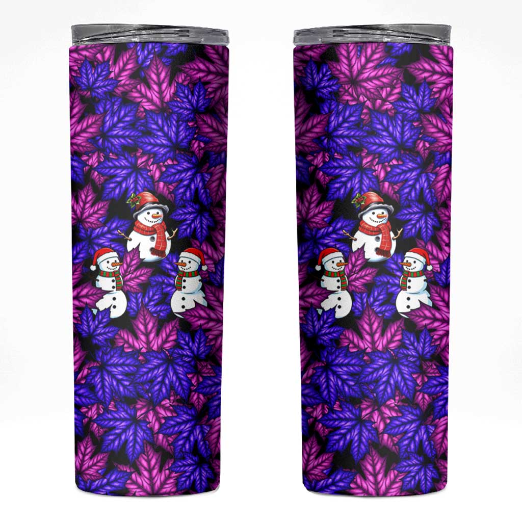 Christmas Snowman Leaves Skinny Tumbler Xmas Holiday Patterns - Wonder Print Shop