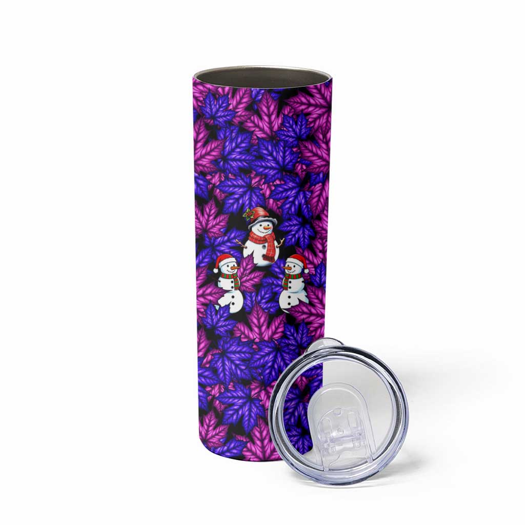 Christmas Snowman Leaves Skinny Tumbler Xmas Holiday Patterns - Wonder Print Shop