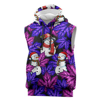 Christmas Snowman Leaves Sleeveless Hoodie Xmas Holiday Patterns - Wonder Print Shop